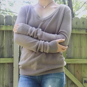 Gray, v-neck sweater